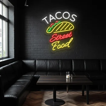 neon sign tacos street food with taco icon bar decor 2
