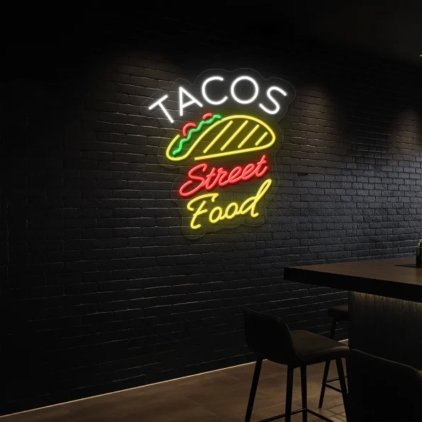 neon sign tacos street food with taco icon bar decor 5