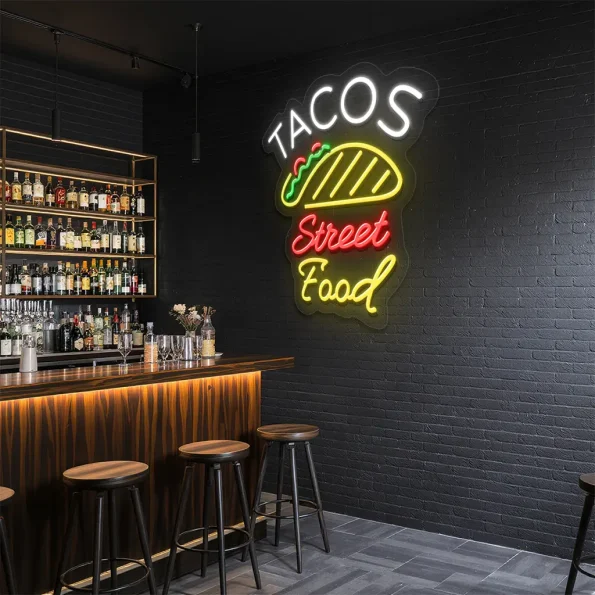 neon sign tacos street food with taco icon bar decor 6