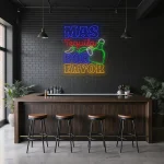neon sign tequila bottle and chili pepper bar decor 1
