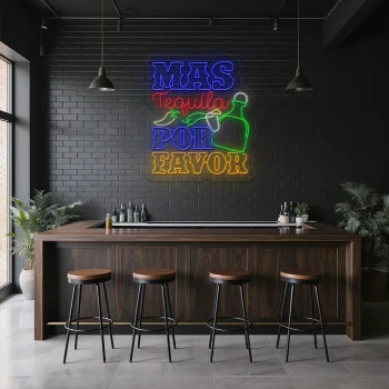 neon sign tequila bottle and chili pepper bar decor 1