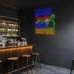neon sign tequila bottle and chili pepper bar decor 1