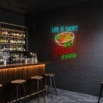 neon sign thai food bowl with life is short text fast food decor 1