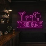 neon sign the bar cocktail glasses yellow wall decor 1