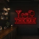 neon sign the bar cocktail glasses yellow wall decor 1