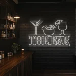 neon sign the bar cocktail glasses yellow wall decor 1