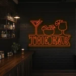 neon sign the bar cocktail glasses yellow wall decor 1