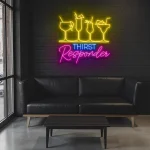 neon sign thirst responder cocktail glasses bar decor 1