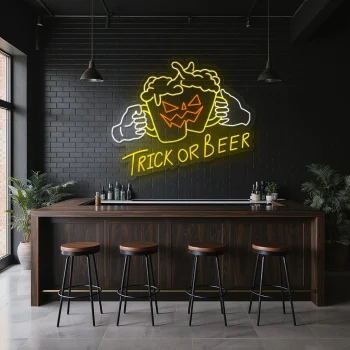 neon sign trick or beer halloween beer glasses bar decor 2