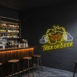 neon sign trick or beer halloween beer glasses bar decor 1