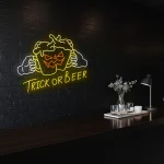 neon sign trick or beer halloween beer glasses bar decor 1