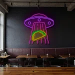 neon sign ufo abduction with taco icon restaurant decor 1