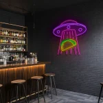 neon sign ufo abduction with taco icon restaurant decor 1