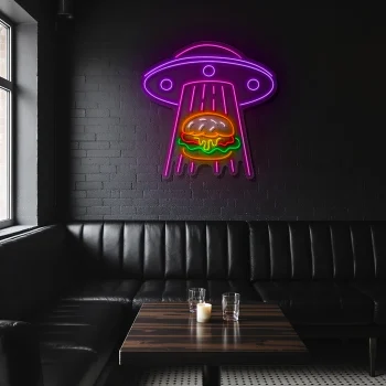 neon sign ufo burger fast food decor 1