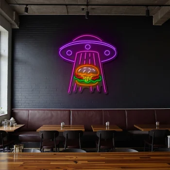 neon sign ufo burger fast food decor 2