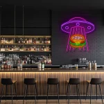 neon sign ufo burger fast food decor 1