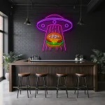 neon sign ufo burger fast food decor 1