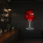 neon sign wine a bit you ll feel better text with wine glass shap 1