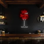 neon sign wine a bit you ll feel better text with wine glass shap 1