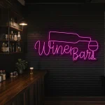 neon sign wine bar with bottle and glass wall decor 1