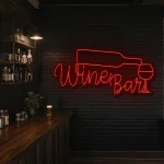 neon sign wine bar with bottle and glass wall decor 1