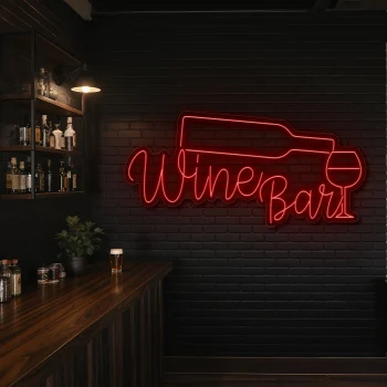 neon sign wine bar with bottle and glass wall decor 2