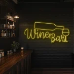 neon sign wine bar with bottle and glass wall decor 1