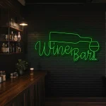neon sign wine bar with bottle and glass wall decor 1