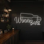 neon sign wine bar with bottle and glass wall decor 1