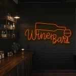 neon sign wine bar with bottle and glass wall decor 1