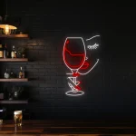 neon sign wine glass face art bar decor 1