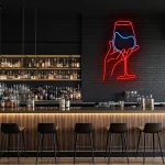 neon sign wine glass hand bar decor lounge wall art 1