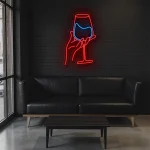 neon sign wine glass hand bar decor lounge wall art 1