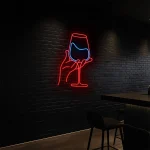 neon sign wine glass hand bar decor lounge wall art 1