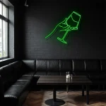 neon sign wine glass hand bar wall decor 1