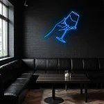 neon sign wine glass hand bar wall decor 1