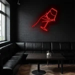neon sign wine glass hand bar wall decor 1