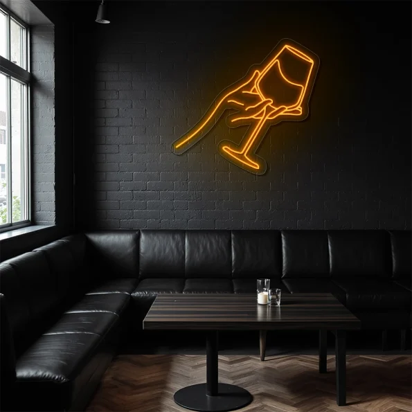 neon sign wine glass hand bar wall decor 6