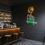 neon sign woman face with coffee cup art for cafe decor 1