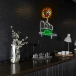 neon sign woman face with coffee cup art for cafe decor 1