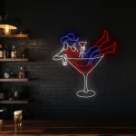 neon sign woman in martini glass bar decor 1