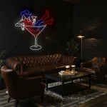 neon sign woman in martini glass bar decor 1