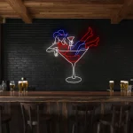 neon sign woman in martini glass bar decor 1