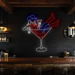 neon sign woman in martini glass bar decor 1