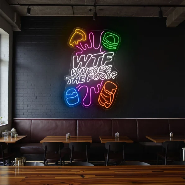 neon sign wtf where s the food fast food icons restaurant decor 1