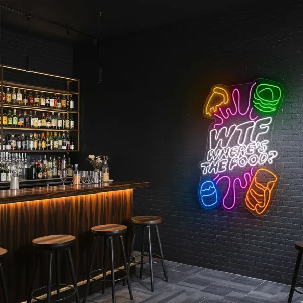 neon sign wtf where s the food fast food icons restaurant decor 4