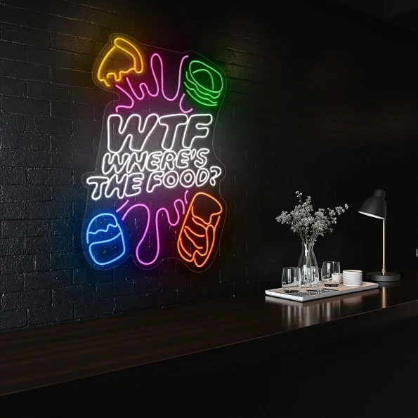 neon sign wtf where s the food fast food icons restaurant decor 5