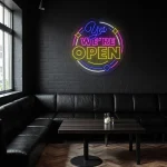 neon sign yes we re open text bar decor 1