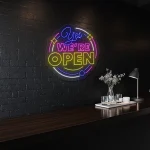 neon sign yes we re open text bar decor 1