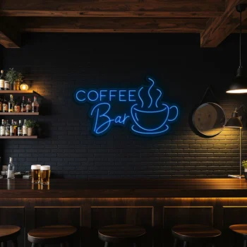 neon sign coffee bar text with cup icon for cafe decor 2